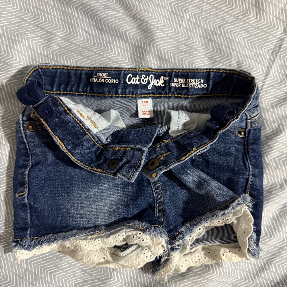 Cat & Jack Baby Girl Blue Distressed Denim Shorts